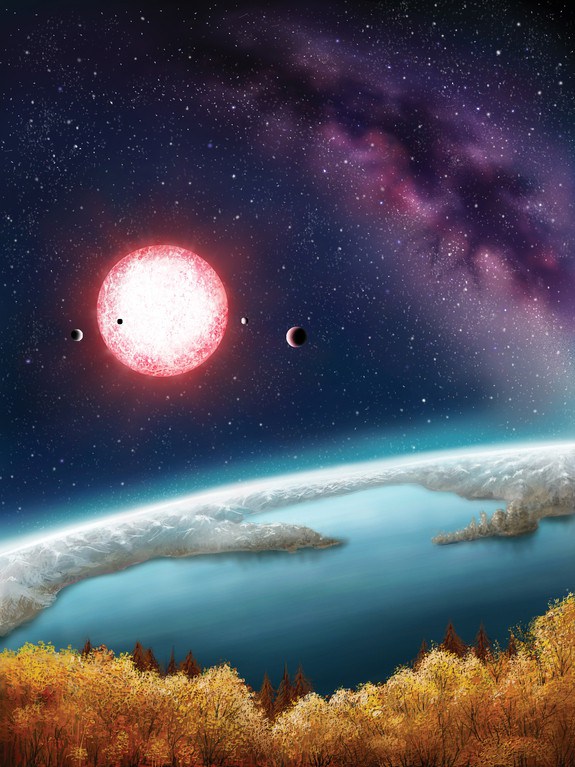 Illustrazione artistica dell'esopianeta Kepler-186f. Credit: Danielle Futselaar