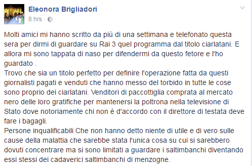 eleonora brigliadori presa diretta ciarlatani hamer 