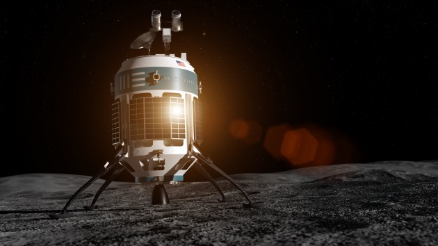 Illustrazione: MX-1E sulla superficie della Luna. Alto poco meno di 1,5 metri, può trasportare un carico di 30 kg: «È appena un po' più grande del robot R2-D2 di Star Wars», afferma Julie Arnold, di Moon Express.|MOON EXPRESS