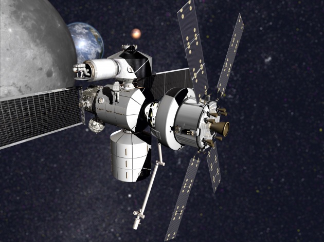 Illustrazione: nel prossimo decennio la NASA costruirà una stazione spaziale in prossimità della Luna. La Lockeed Martin è stata scelta per costruire il prototipo del modulo base.|LOCKEED MARTIN