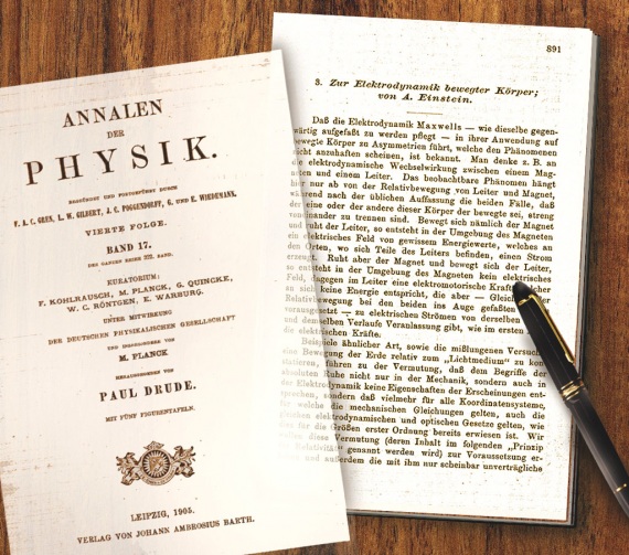 L'articolo in cui Albert Einstein enuncia, nel 1905, la teoria della relatività ristretta e la famosa formula E= mc2.