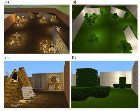 Stessa disposizione spaziale, ambientazione diversa: la realtà virtuale usata per indurre un déjà-vu. | CLEARY ET AL./PSYCHOLOGICAL SCIENCE