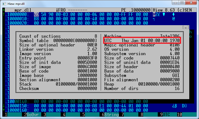 Nelle versioni più recenti di InvisiMole sono stati eliminati i riferimenti alla data in cui è stato scritto il codice.
