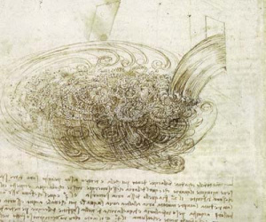 Appunti di Leonardo da Vinci sul movimento dell'acqua.