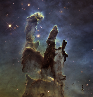 Una delle immagini più iconiche e popolari scattate dalla camera Wfc3 del telescopio Hubble: i pilastri della creazione della Nebulosa dell’Aquila. Crediti: Nasa, Esa / Hubble e Hubble Heritage Team A