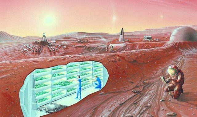 Un’ipotetico insediamento sotterraneo su Marte. Credito: NASA Ames Research Center