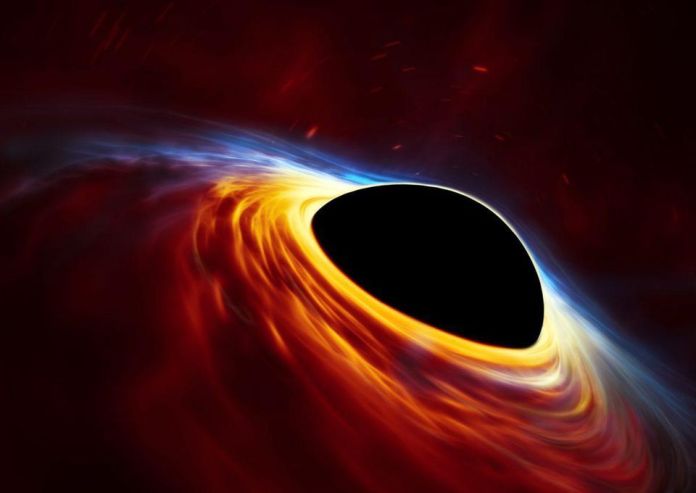 Quando una stella abbastanza massiccia termina la sua vita, o due residui stellari abbastanza grandi si fondono, si può formare un buco nero, con un orizzonte di eventi proporzionale alla sua massa e un disco di accrescimento di materia che lo circonda. Quando il buco nero ruota, anche lo spazio fuori e dentro l’orizzonte degli eventi ruota: questo è l’effetto del trascinamento del frame, che può essere enorme per i buchi neri. – ESA / HUBBLE, ESO, M. KORNMESSER