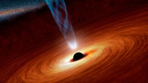 Illustrazione: un buco nero supermassiccio sta divorando la materia che lo circonda. | NASA