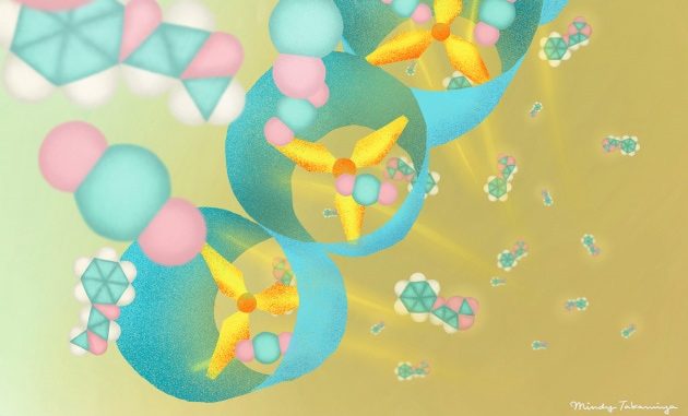 Illustrazione: il nuovo polimero poroso che cattura la CO2 atmosferica "aspirandola", grazie alla sua particolare struttura molecolare.|Mindy Takamiya