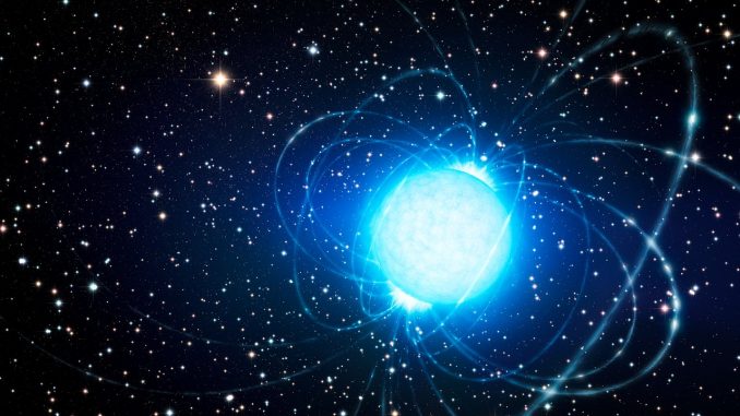 Rappresentazione artistica di una stella di neutroni. Crediti: Eso/L. Calçada