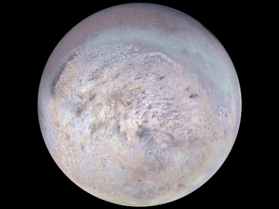 Una ricostruzione di Tritone. Crediti: PlanetUser, texture map courtesy of Nasa