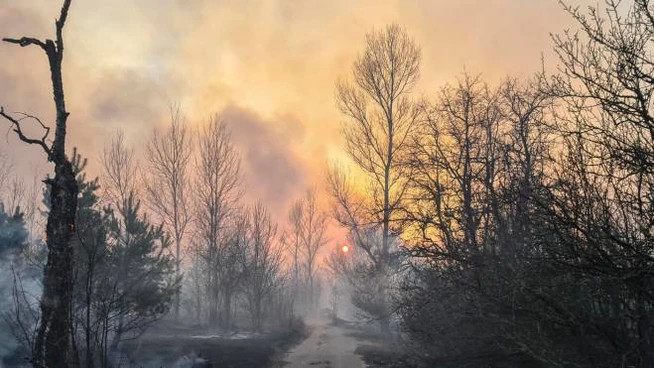 Incendio a Chernobyl (Ansa)
