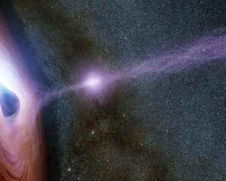 Un buco nero supermassiccio circondato da un disco rotante di materiale, in un'elaborazione artistica. | NASA/JPL-Caltech