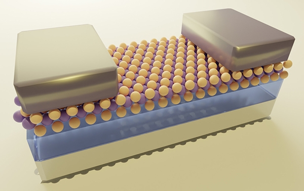 Illustrazione di un transistor semiconduttore monostrato