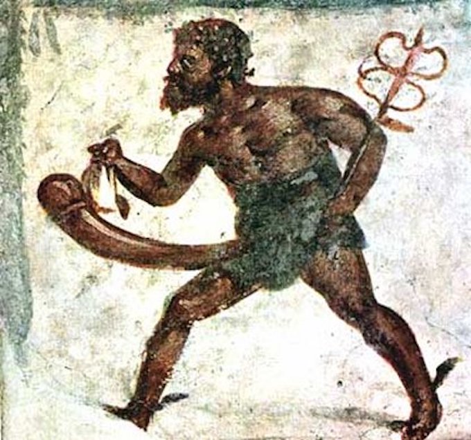 Un affresco di Priapo a Pompei