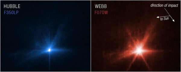 NASA DART: le immagini dell'impatto di Hubble e del telescopio spaziale James Webb