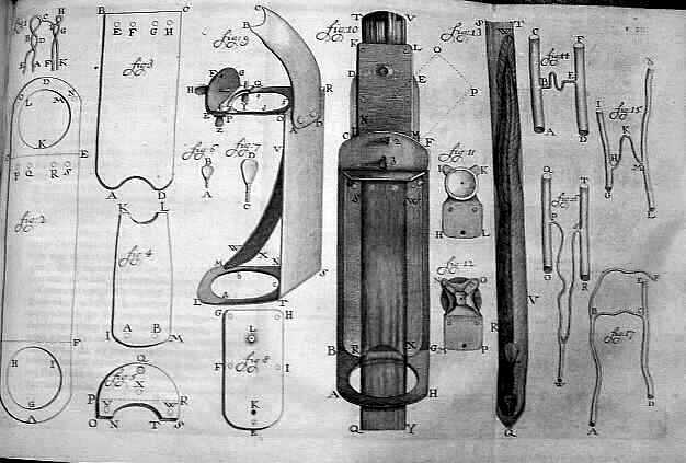 Microscopi di Antoni van Leeuwenhoek disegnati da Henry Baker