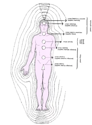 Figura 6: I 7 strati dell'aura umana. Crediti: libro "Mani di luce" di Barbara Ann Brennan. Longanesi & C.