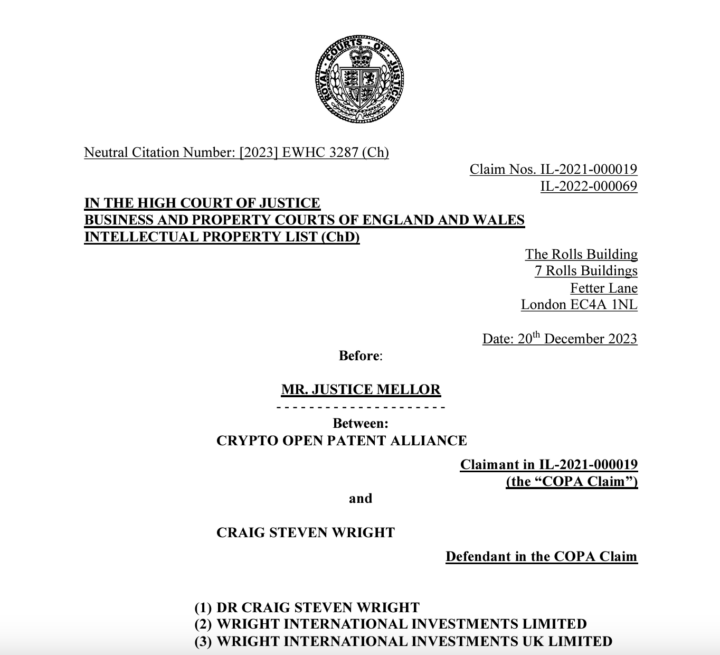 L'ultima sentenza del giudice britannico Mellor sul caso. Fonte: BLDF.