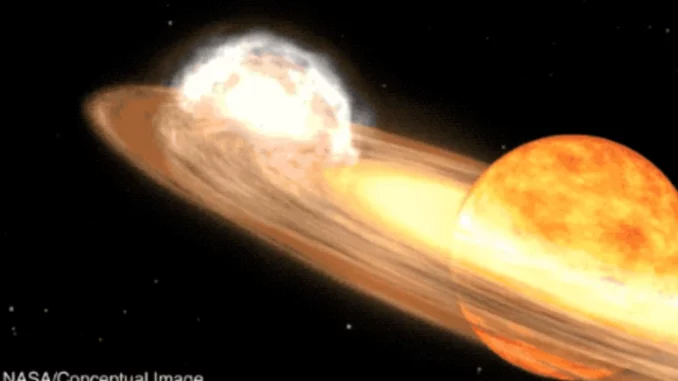  T Coronae Borealis è una nova ricorrente, che produce esplosioni ogni 80 anni circa (fonte: NASA’s Goddard Space Flight Center) -